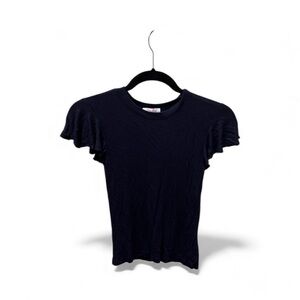 Goldie Navy Ruffle Sleeve Tee